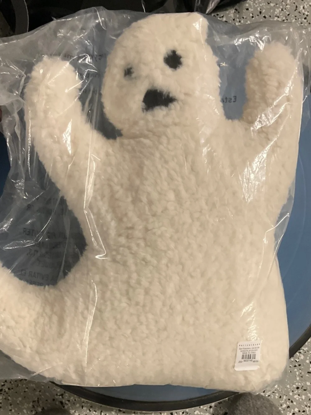 Pottery Barn Plush White Sherpa Ghost Pillow